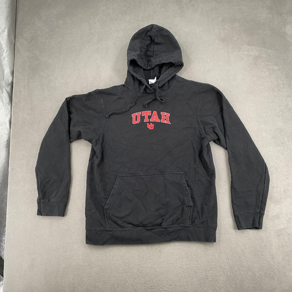 University of Utah Utes Hoodie Black Red Graphic Sweatshirt Mens Medium 8857
